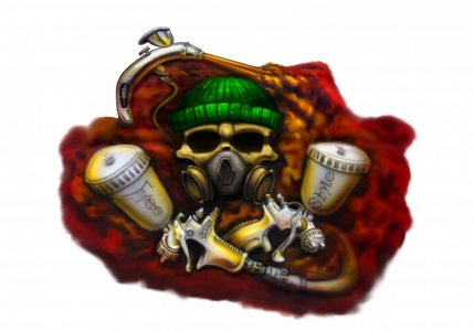 Airbrush mit Skull und Lackierpistole von Daniel Schubert aus NRW