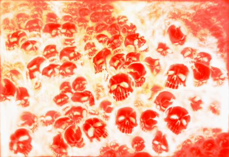 Airbrush Skulls im Höllenfeuer lackiert von Daniel Schubert aus NRW