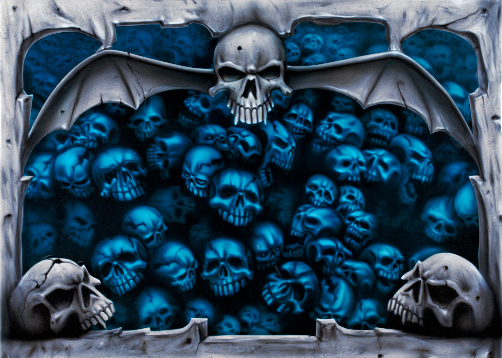 Airbrush Skulls mit Steinstruktur von Daniel Schubert aus NRW