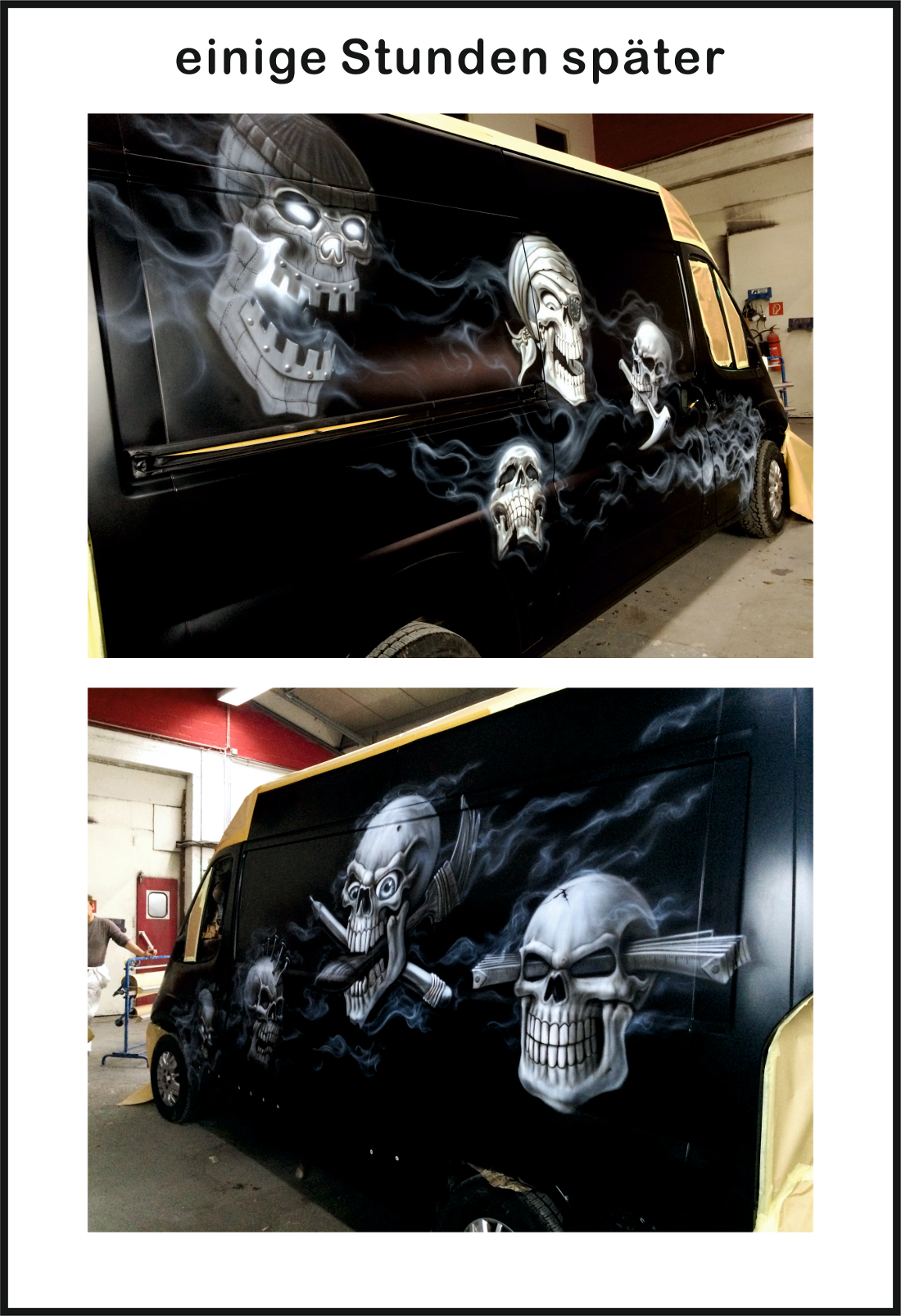 Airbrushlackierung: Totenköpfe für Chefs Bulli 6 airbrushlackierung