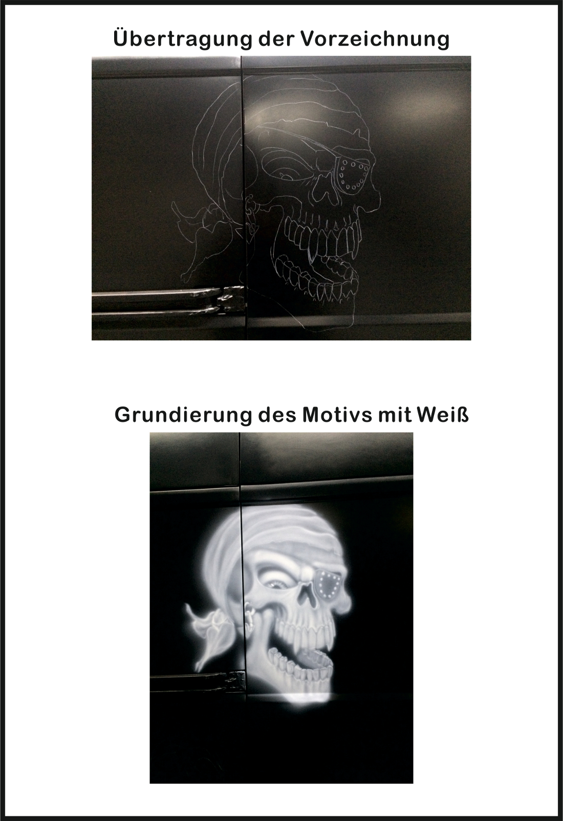 Airbrushlackierung: Totenköpfe für Chefs Bulli 4 airbrushlackierung