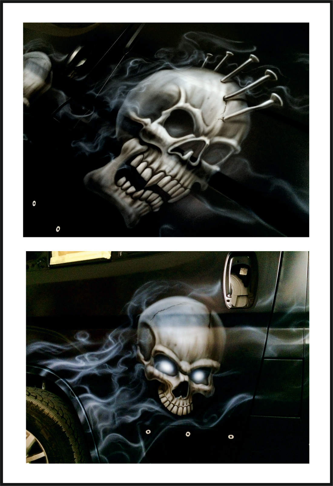 Airbrushlackierung: Totenköpfe für Chefs Bulli 9 airbrushlackierung
