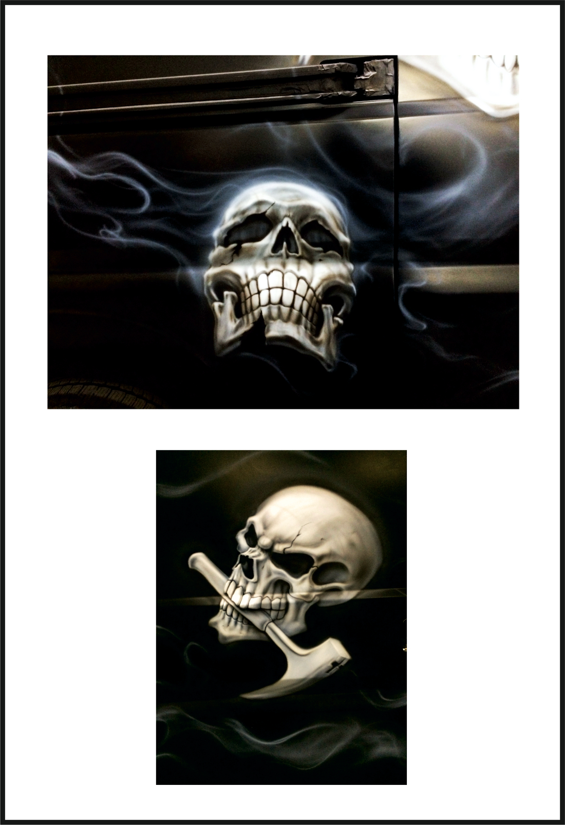 Airbrushlackierung: Totenköpfe für Chefs Bulli 11 airbrushlackierung