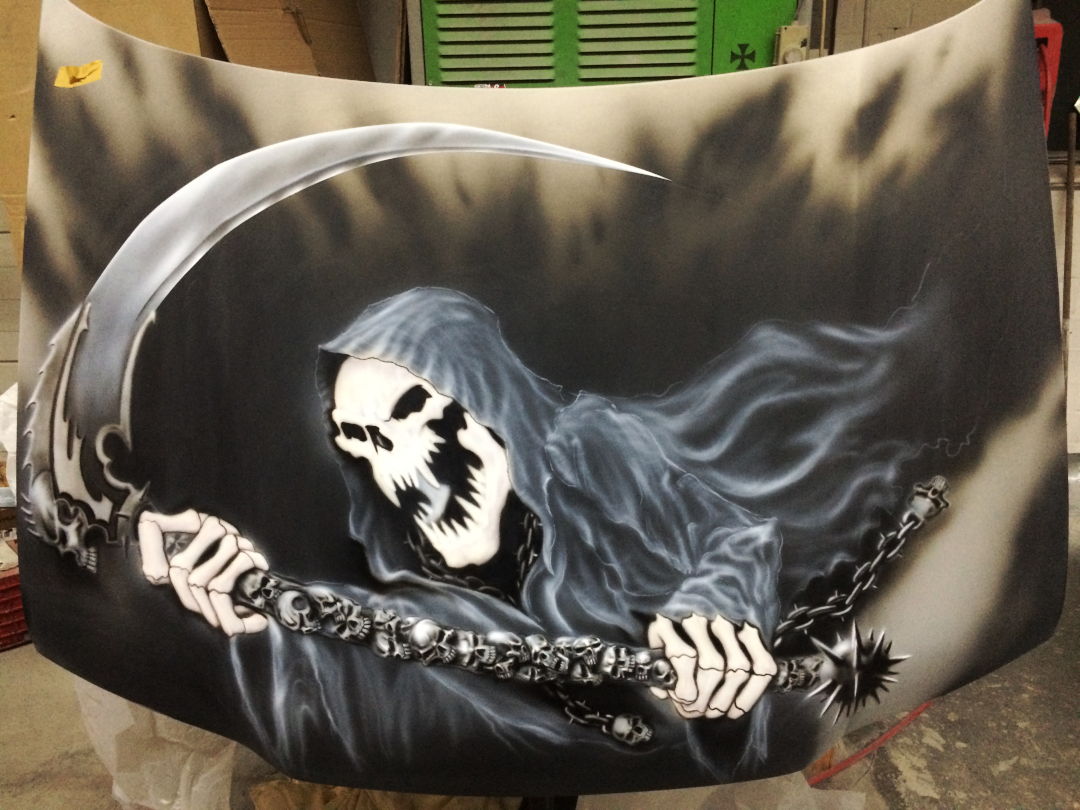 Airbrush Auto: Jetzt mit "neuen" Reaper auf der Haube 9 Airbrush Auto Airbrush Auto: Jetzt mit "neuen" Reaper auf der Haube 9 Airbrush Auto