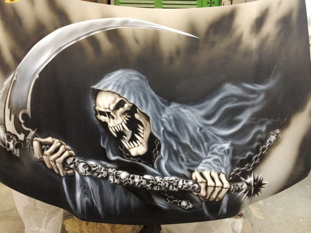 Airbrush Auto: Jetzt mit "neuen" Reaper auf der Haube 11 Airbrush Auto Airbrush Auto: Jetzt mit "neuen" Reaper auf der Haube 11 Airbrush Auto