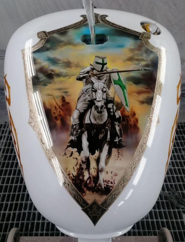 Airbrush Ritter auf Pferd